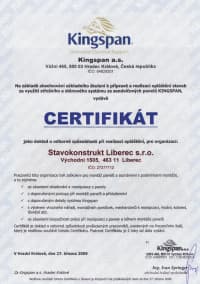 Certifikát kingspan